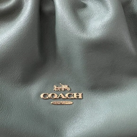 NWOT COACH Faye Shoulder Bag With Ruching Teal/Dark Green Smooth Leather - Picture 5 of 6